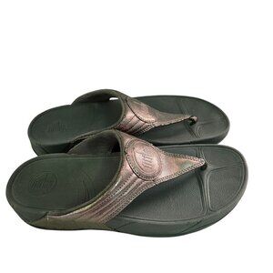 Fitflop Walkstar Bronze Leather Thong Comfort Sandals Size 10